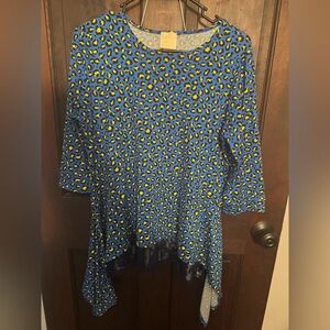 Zadie Bs Blue and Yellow Leopard Print Women's Tunic